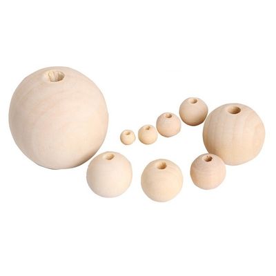 Perlas de madera redondas a granel de 20 mm, excelentes para regalos y collares de bricolaje en color natural