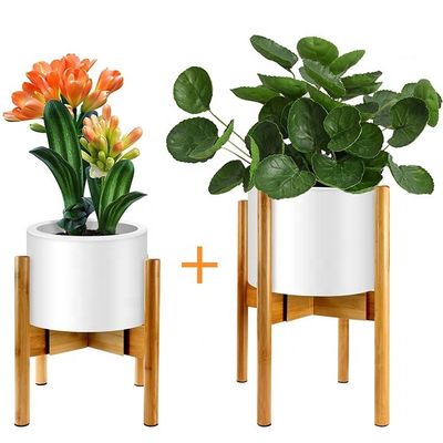 Planta de madera de bambú ajustable para el peso de soporte alto extensible en interiores y exteriores