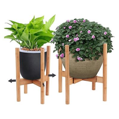 Planta de madera de bambú ajustable para el peso de soporte alto extensible en interiores y exteriores
