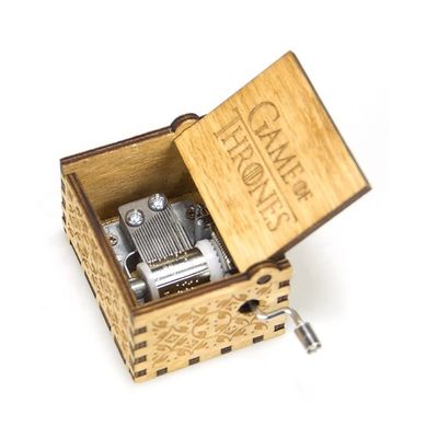 Puesta en marcha a mano Play Power Custom Mini Caja de música de madera con impresión en pantalla de seda / quemado