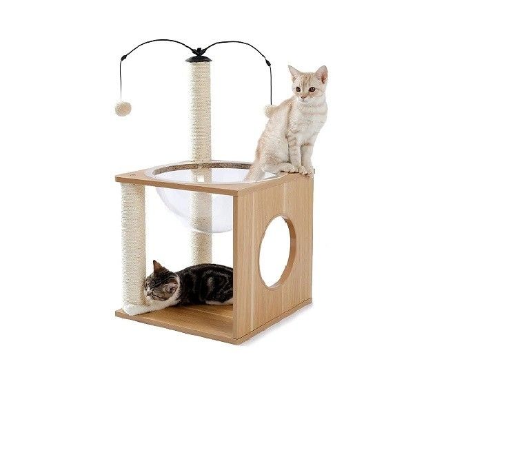 OEM ODM aceptado Elegantes gatos Capsula espacial del árbol con nido flotante y bolas colgantes