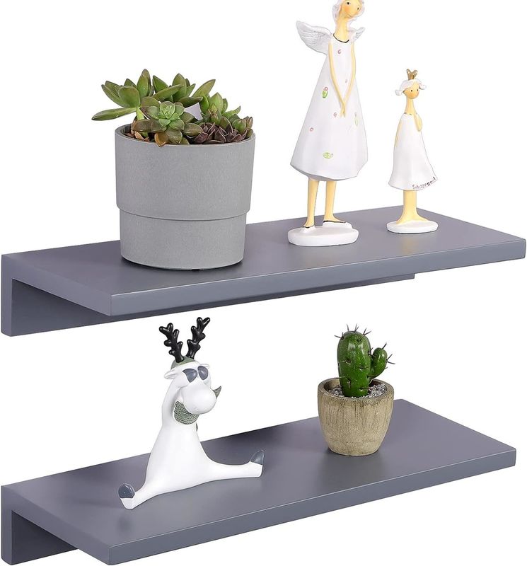 Estante decorativo de pared conjunto de 2 estanterías flotantes de madera de pino montado en la pared para el salón