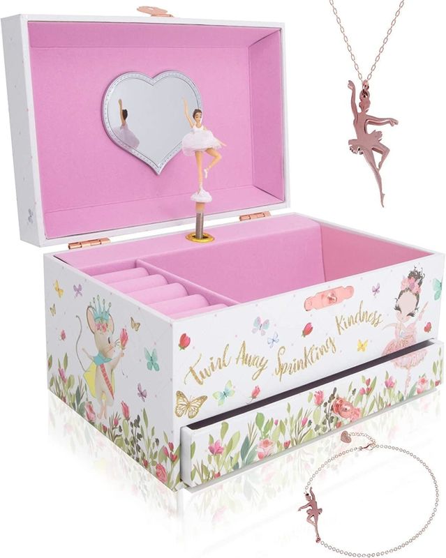 Caja de música Ballerina Caja de joyas de madera para niños y niños regalo caja de juguete de manivela