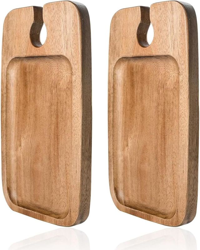 Conjunto de cocina 2 bandejas de madera de acacia con portavíno y tableros de queso