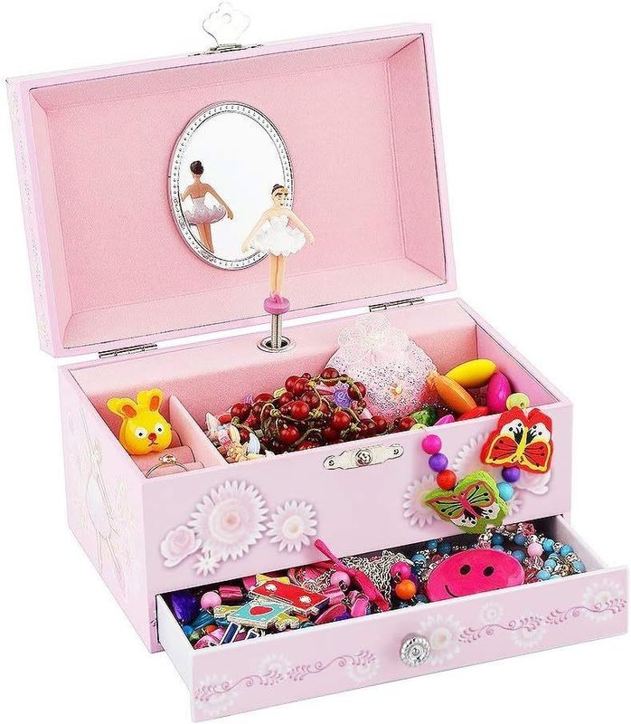 Paquete regalo personalizado Princesa MDF Rosa Ballerina Temática Musical Caja de joyas para niñas