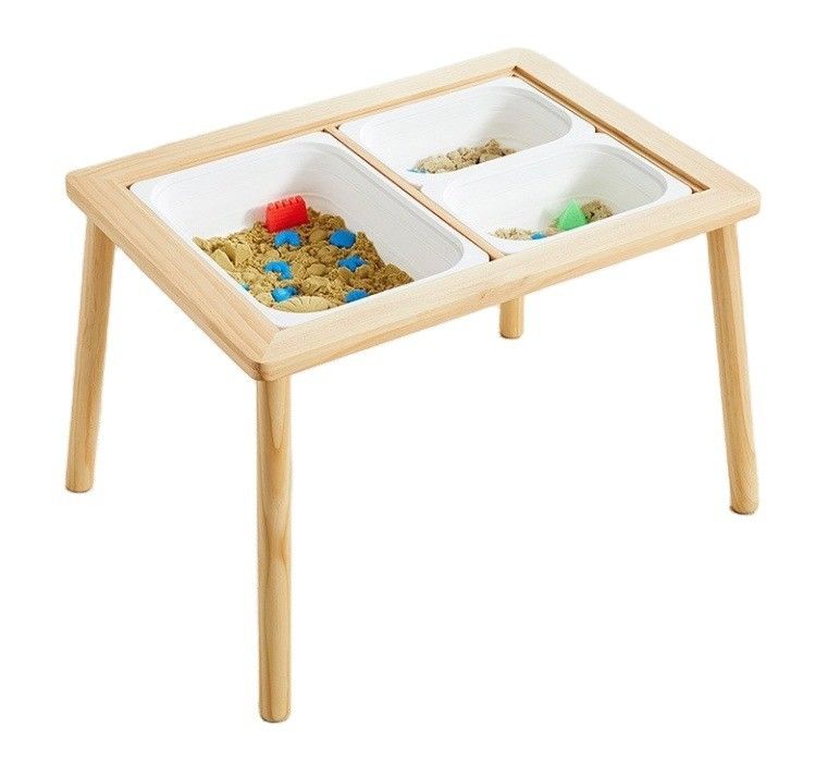 Tabla sensorial de madera con 3 contenedores para niños pequeños Estand clasificación Estante no plegable