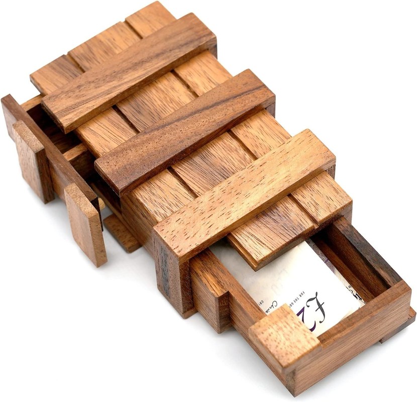 Caja Mágica Doble Teaser Cerebro Caja de madera sólida personalizada con compartimientos ocultos