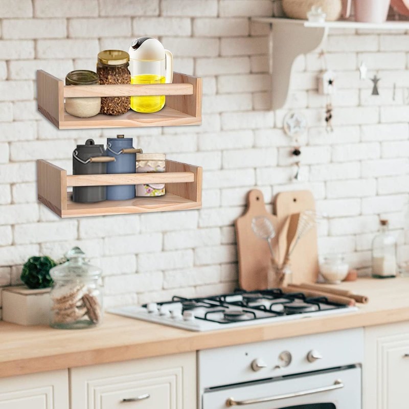 Embalaje de correo Estantes para la decoración del hogar y la guardería Conjunto de 2 estanterías flotantes de madera natural