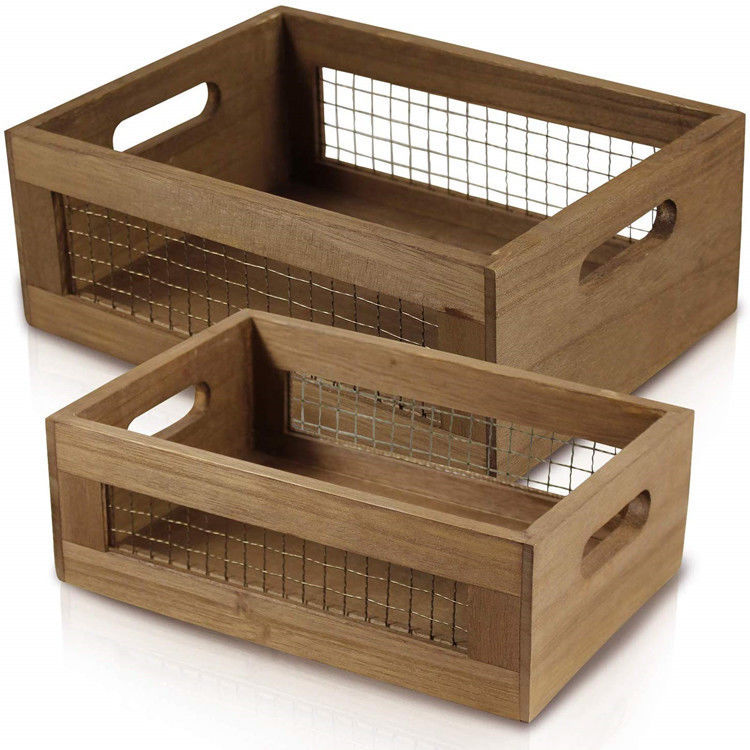 Caja de perro de madera pulida con bandeja para almacenar frutas y verduras al estilo europeo