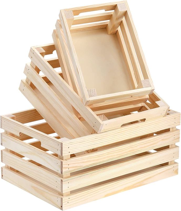 Decoración del hogar Cajas de madera con mango en color gris marrón o color personalizado