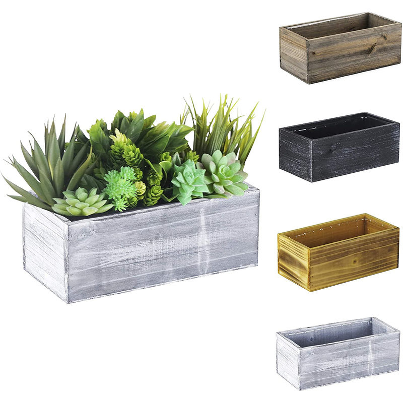 Tipo de madera personalizada Caja de plantación de madera al aire libre de color blanco natural en múltiples opciones de color