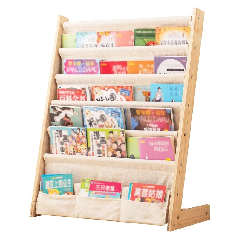 Estante de libros para niños de nivel 6 para el dormitorio Estante de productos de madera Estante de almacenamiento de libros