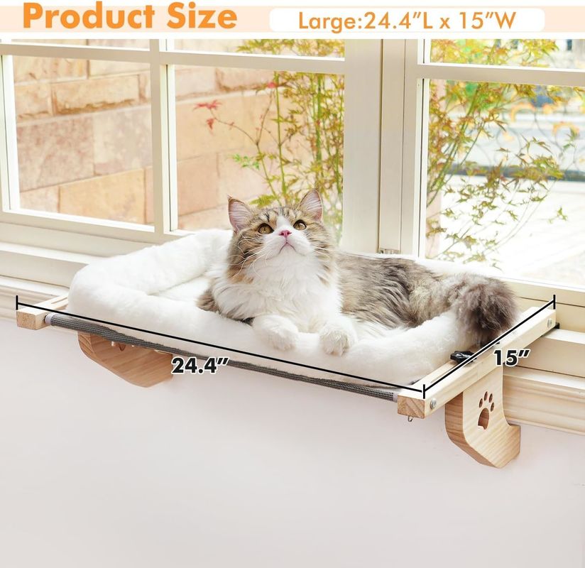 Tamaño personalizado fácil de ajustar Sillón de ventana Madera cama de gato Ventana hamaca para sala de estar