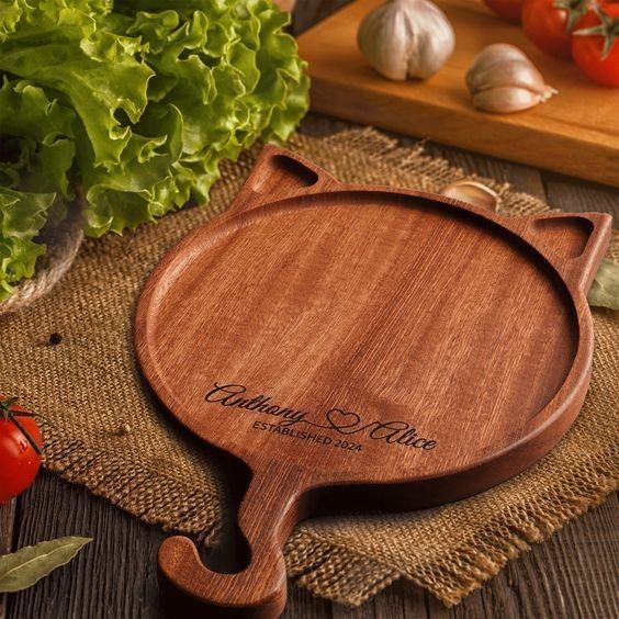 7'8'10' Irregular Plato de exhibición de gato de madera redonda hecha a mano Plato de pizza de madera sólida