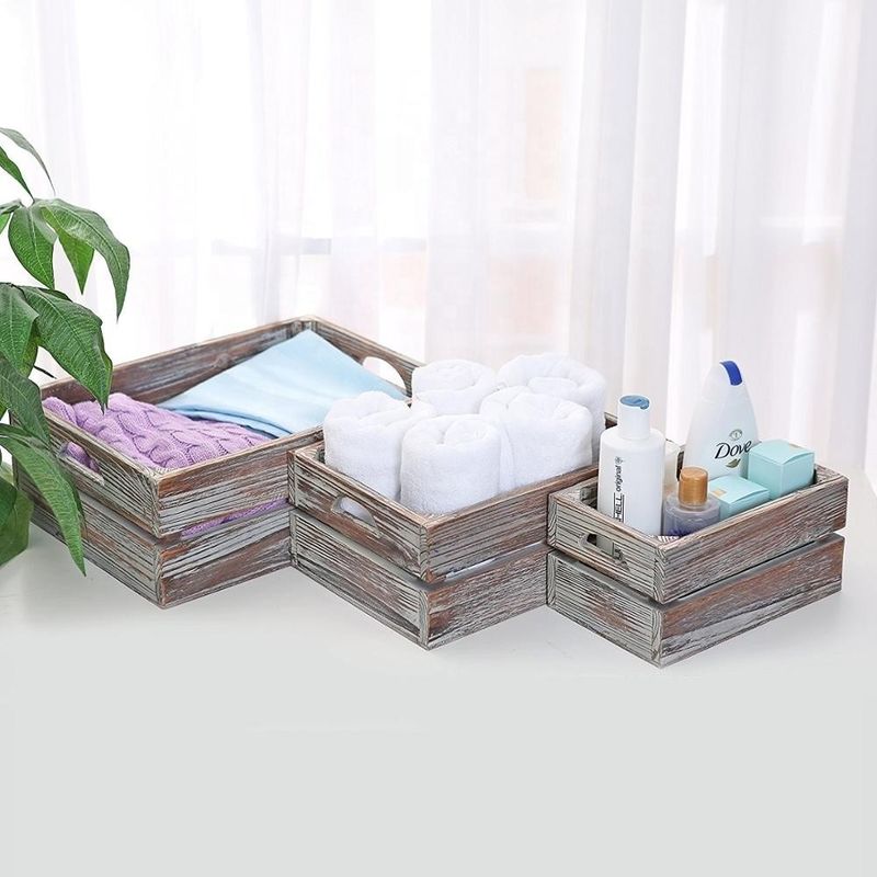 Europa Característica regional Casa de decoración sin terminar Cajas de madera de pino sólido 3-packs para vino