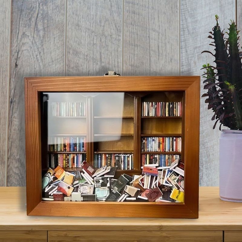 Mini caja de cerillas de libros de madera mostrador librería gabinete diseño contemporáneo para la decoración del hogar