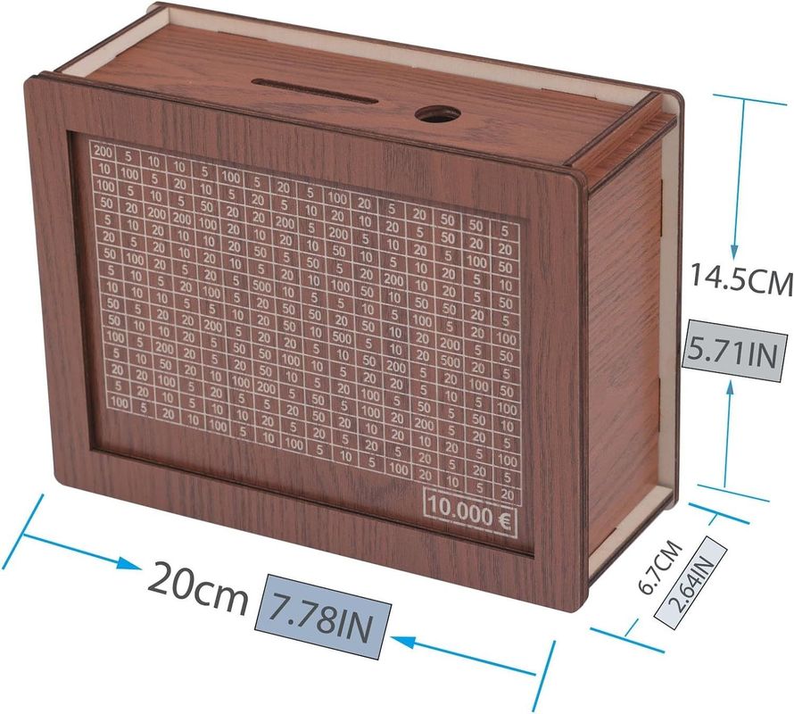 7.87 * 5.71 * 2.64 pulgadas Bancos de dinero de madera para adultos Personalizables y duraderos