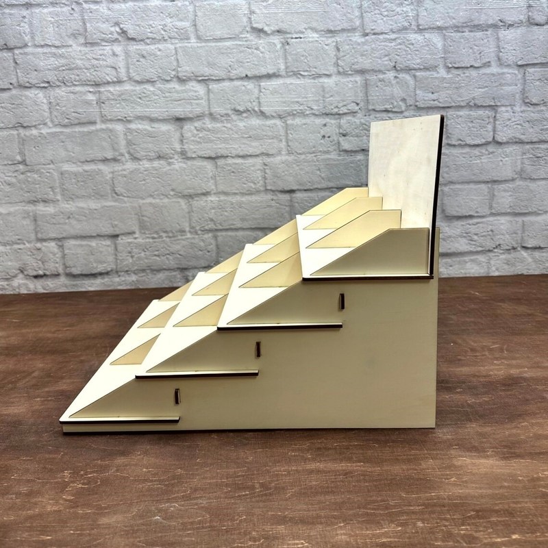 Embalaje de correo Y 4 Tier Stand Estante de pantalla de madera para pantalla de mesa de postres de tamaño personalizado