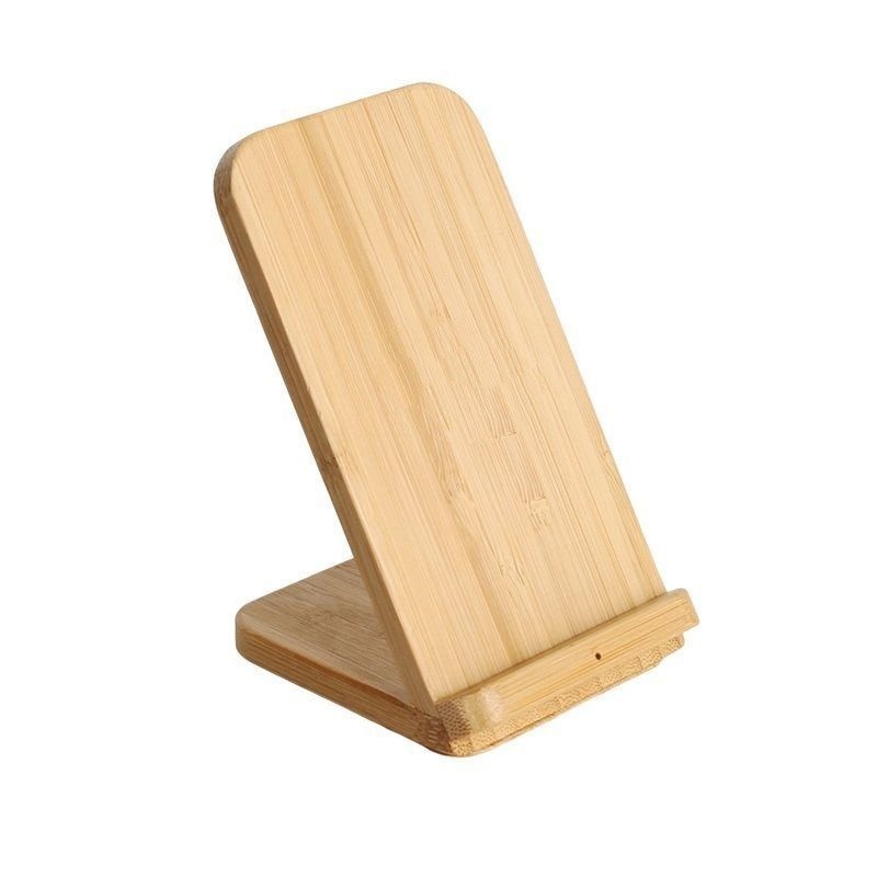 Color de madera personalizado Bambú natural Carga inalámbrica 10W Telefono con paquete de correo