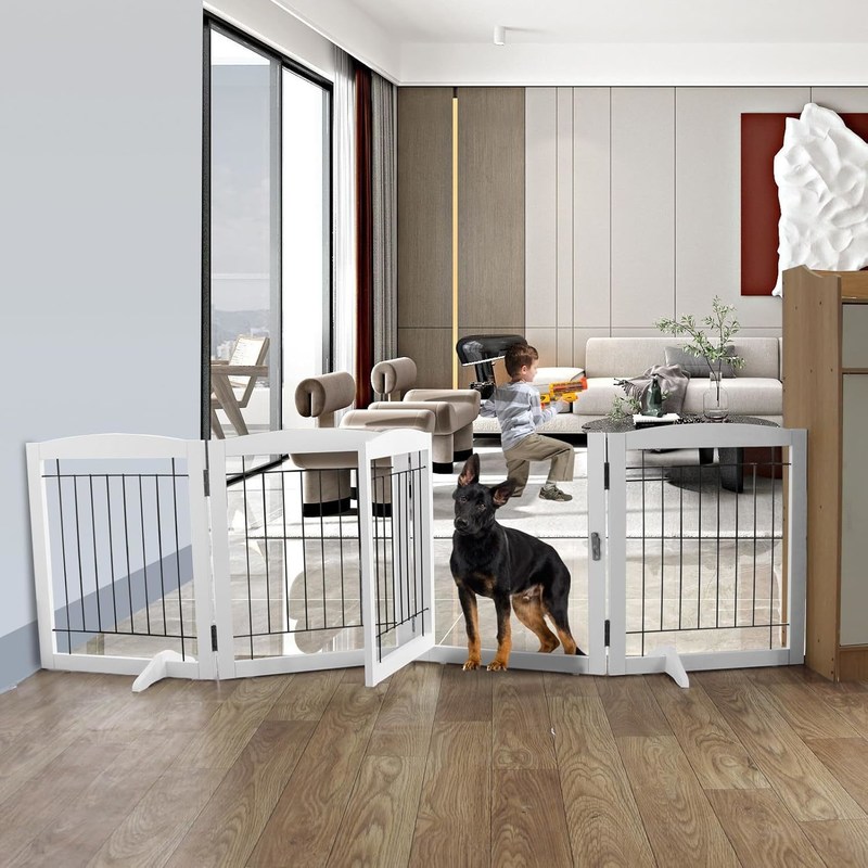 Aplicación para el hogar Puerta de cachorro de madera Escaleras Puerta plegable independiente para interiores