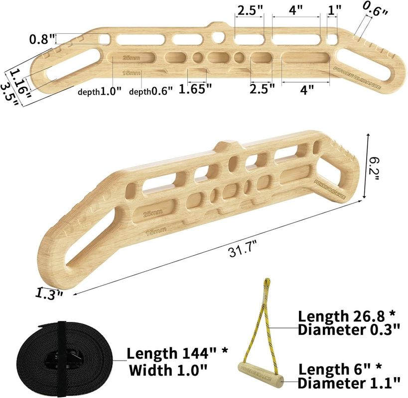 Mejorar el agarre del dedo Tema de madera Portable de escalada en roca Hang tabla con función de entrenamiento de suspensión