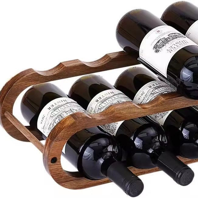 Acacia hecha a mano 2 Tier Wine Rack y organizador de botellas de agua para el gabinete pedido personalizado