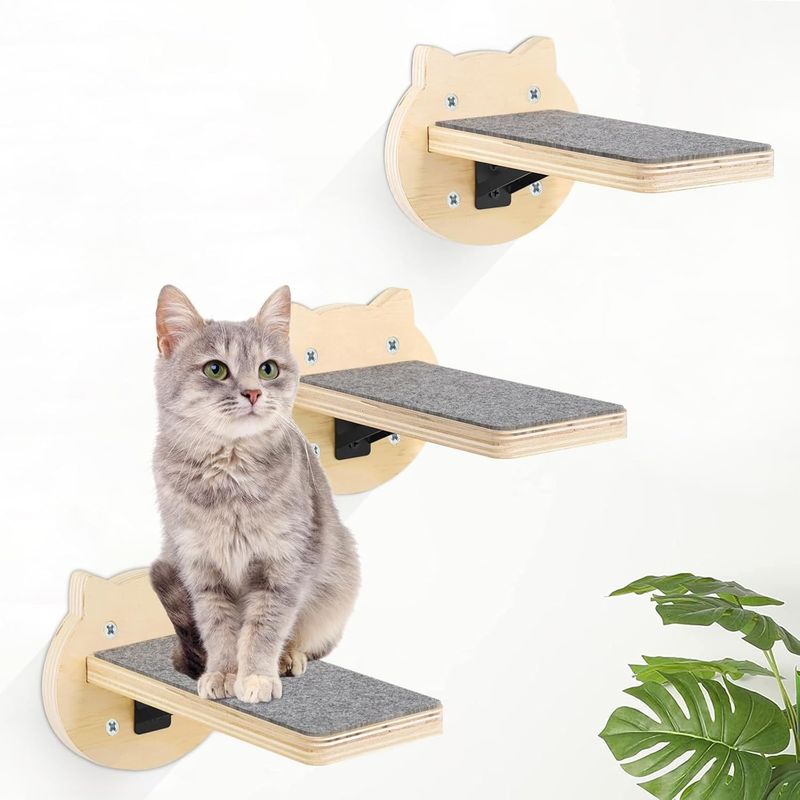 Entrenamiento de perros 3-packs Repisas de escalada para gatos Montado en la pared Pisos de pared para gatos con raspadora