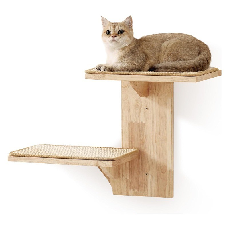 Estantes de pared de entrenamiento para perros 2 plataformas Muebles para gatos Forma de árbol Estante flotante con esterilla de sisal