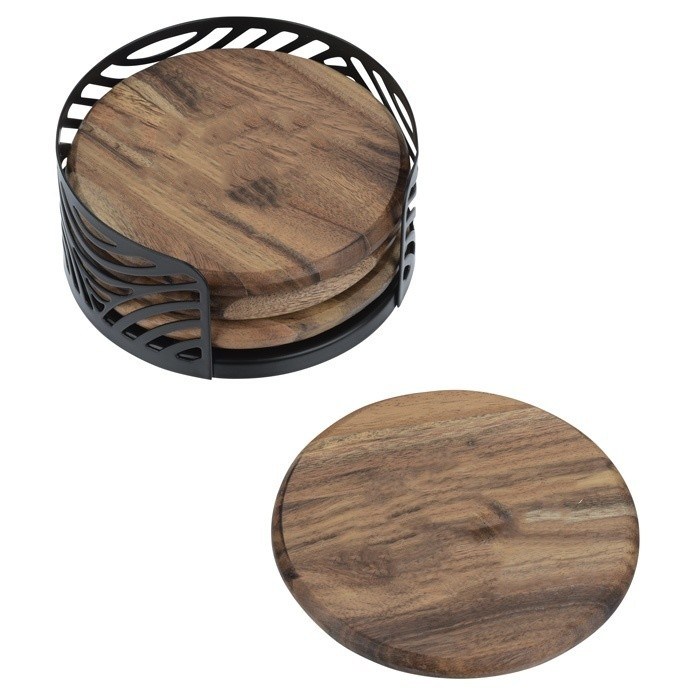 Cuatro piezas sostenibles de madera de acacia, adaptadas para tazas de té, absorbentes de agua.