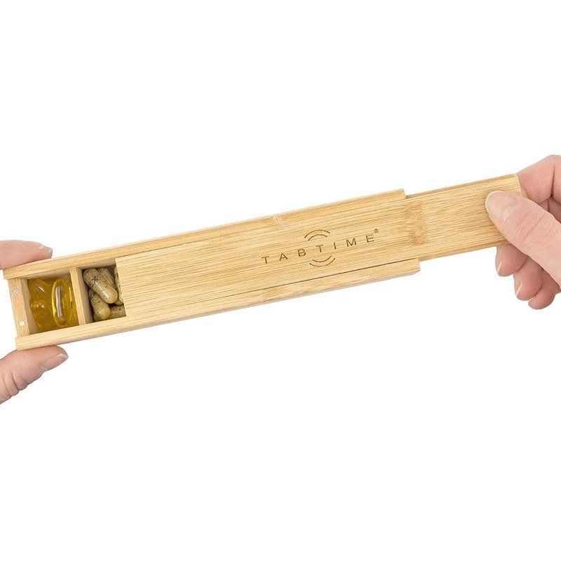 Organizador de tabletas de madera personalizada de 7 días para vitaminas y suplementos