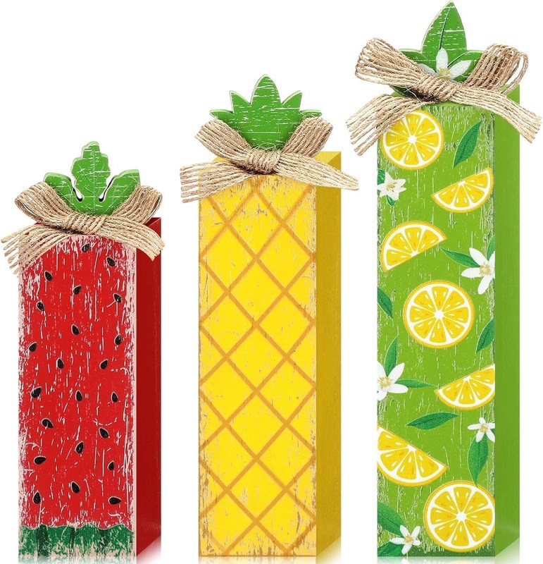 Tabla de madera de verano Bloqueo de la señal de la bandeja de limón de escalones Decoración de la decoración del hogar de madera Laser grabado