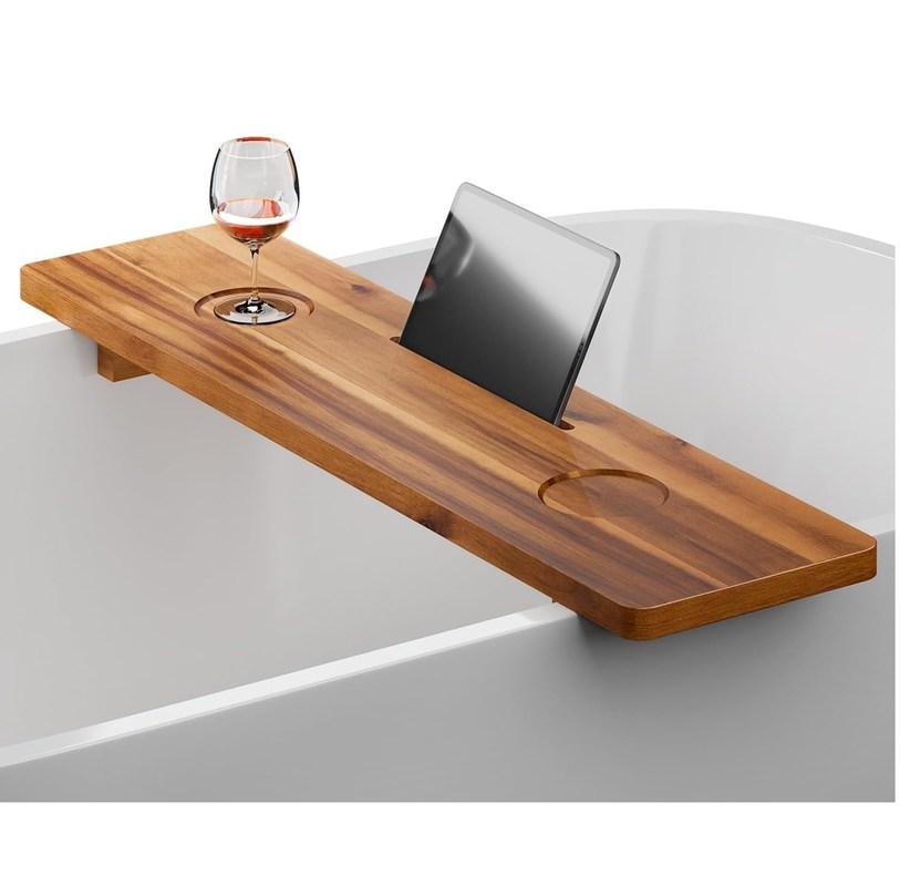 Cubo de baño sostenible Caddy Tray Anti-Tipping Cubo de baño grande Tray para accesorios de madera