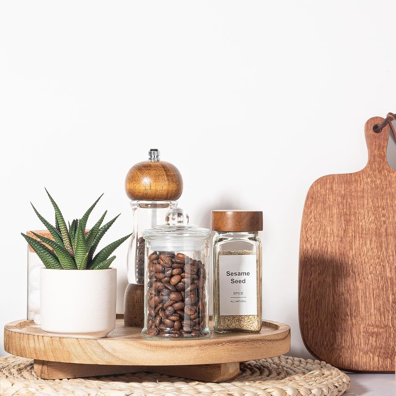 Impresión de serigrafía bandeja decorativa redonda de madera de 10 pulgadas organizador de madera para el mostrador del baño