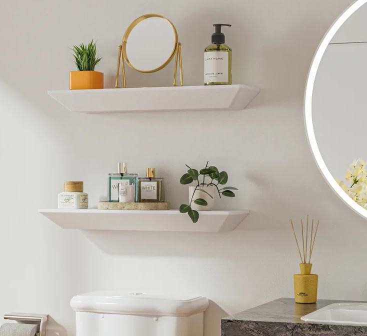 Y Embalaje de correo Moderno Logotipo personalizado Conjunto de 2 estanterías flotantes montadas en la pared para decoración de pared