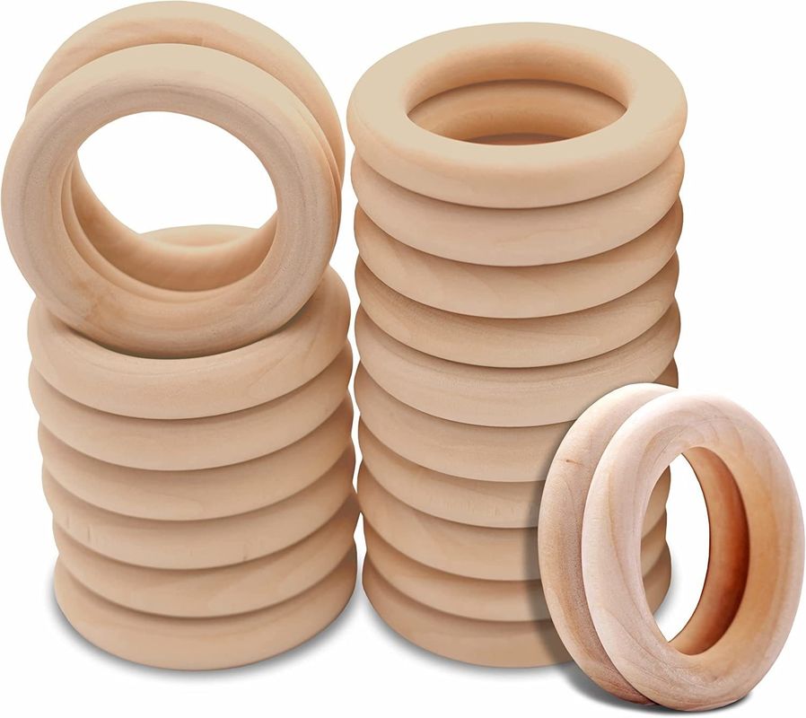 Espacio interior y exterior 50 mm Anillos de madera lisa Círculos de madera sin terminar