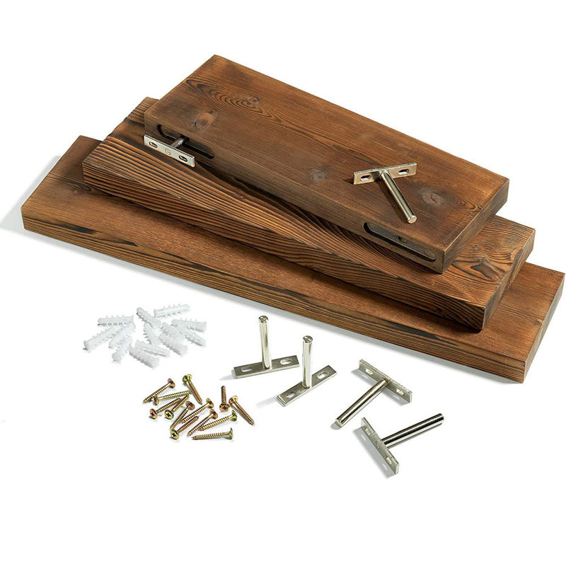 Estantes de cristal de pared de madera Estantes de almacenamiento Estantes para mostrar vino y plantas