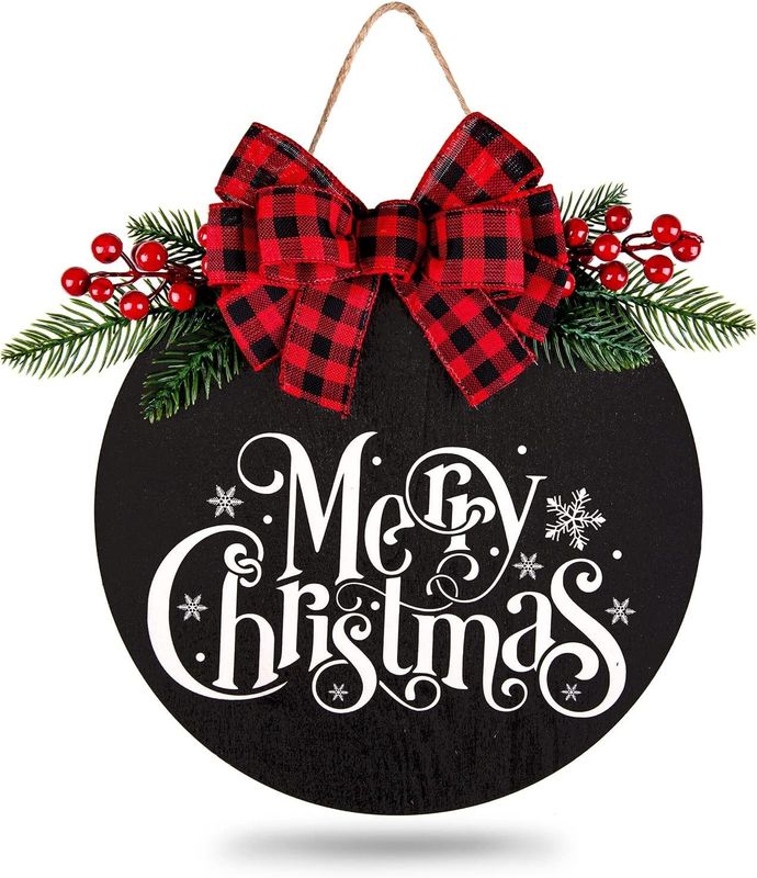 Signo de madera para la puerta de entrada Feliz Navidad Bienvenida Signo de madera de madera sólida