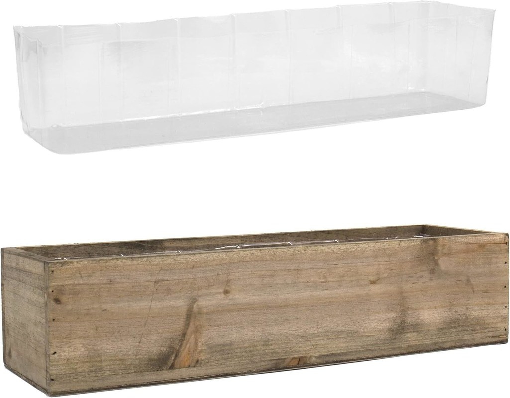 Otros objetos de arte de regalo de lujo Rustico Caja de plantación de madera marrón con forro de plástico extraíble