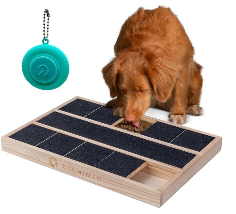 Caja de rasguño de uñas de perro de madera OEM con divisor de alimentos