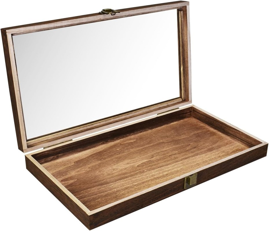 bandeja de joyería de madera rectangular con LED para las cajas de contenedores de joyería de madera natural personalizada