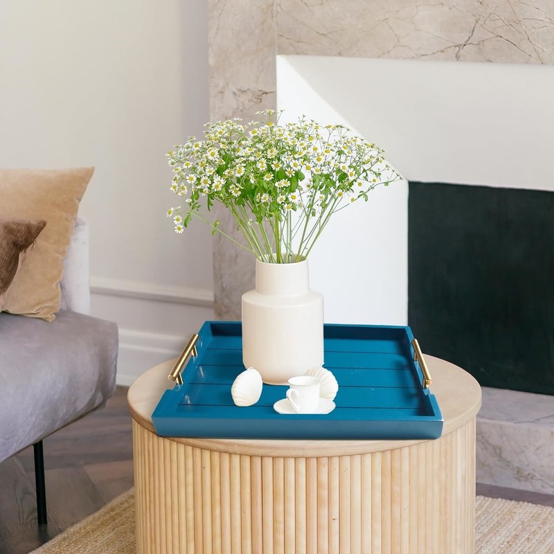 bandeja de madera de inyección de color simple o bandeja otomano personalizado grande con 4 coasters