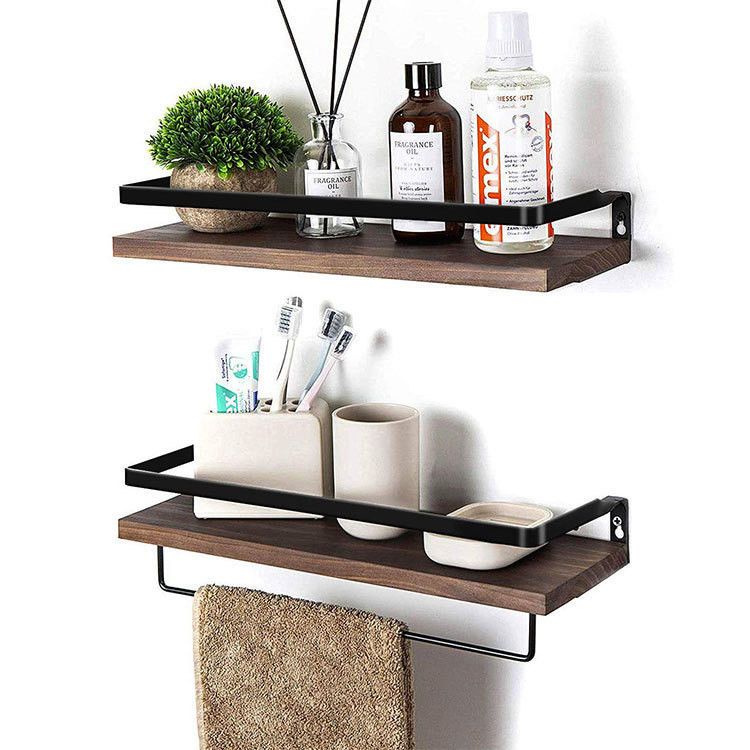 Estantes de almacenamiento montados en pared de madera ajustables para la organización de la cocina y el baño