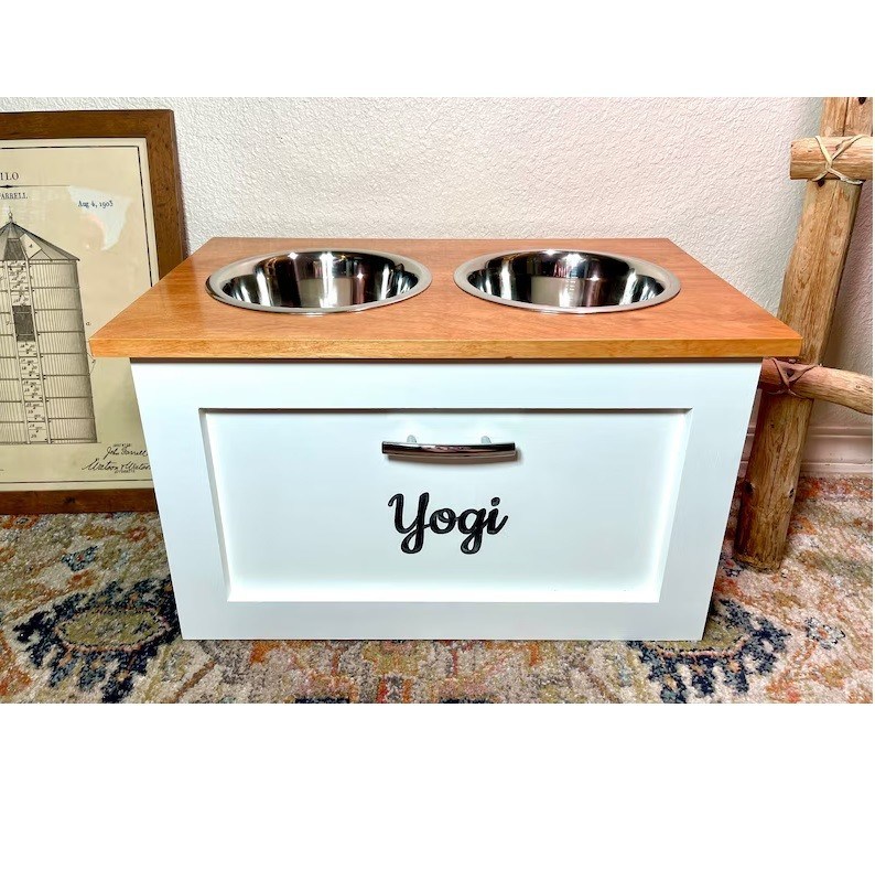 Pequeñas mascotas Animales Estación de alimentación Edad mascota 2 cuencos elevados Comedor para perros con cajón