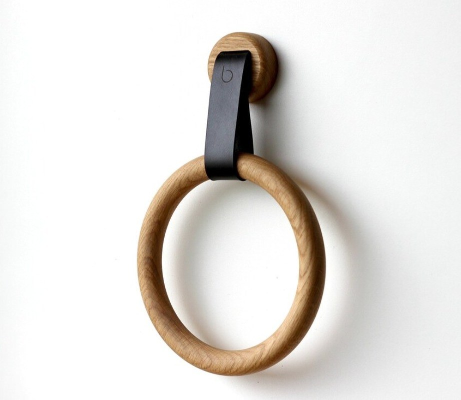 Anillo de soporte de toallas de madera ecológico para decoración de baño
