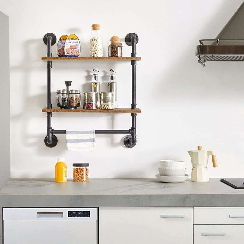 Aplicación para el hogar pantalla de pared Estante de libros Estante de tuberías industriales para el almacenamiento de la cocina de la oficina