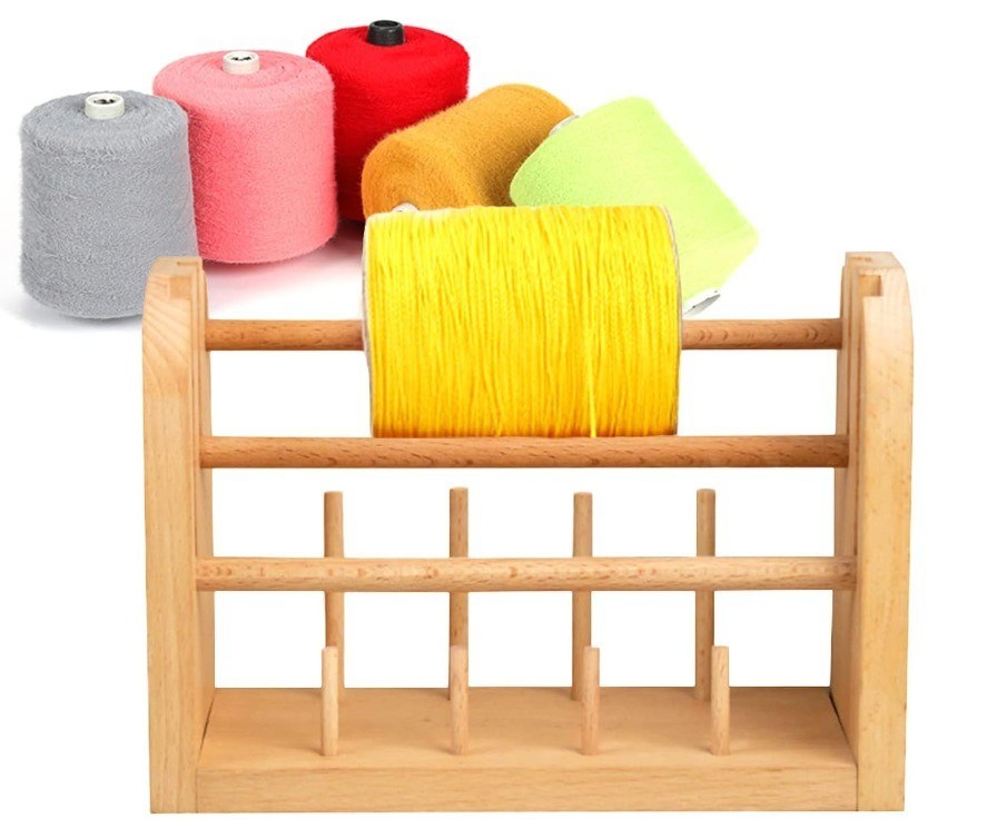 202406 Soportador de bobinas de hilo de madera Soportador de bobinas de hilo de madera