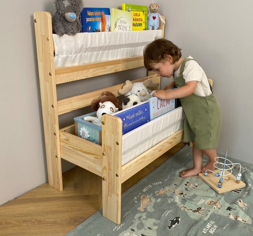 Estante de libros de madera Montessori Función de almacenamiento oculto y ahorro de espacio para niños pequeños