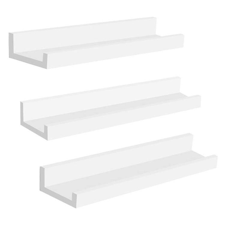 Estante flotante en madera de composición blanca montado en la pared Estantes de almacenamiento para el salón