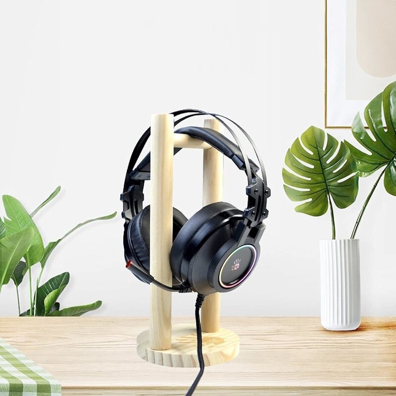 35x11x11cm Cajas de embalaje de vinos elegantes Portador de auriculares de escritorio de madera para juegos