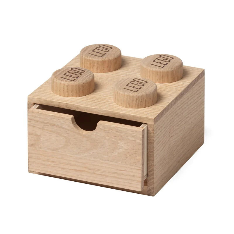 Pedido personalizado aceptado Lego cajón de escritorio de madera 4 caja de roble con jabón para joyas infantiles